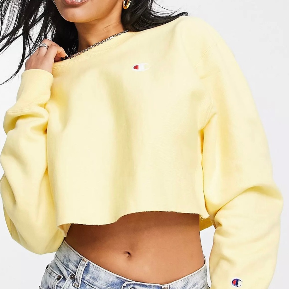 Champion cropped sweatshirt with logo in yellow